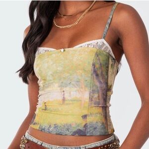 Edikited Women’s XL Green Picture Perfect Lace Bra Tank Top NEW NWT